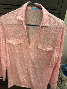 J. McLaughlin Pink Patterned Button-Down Shirt